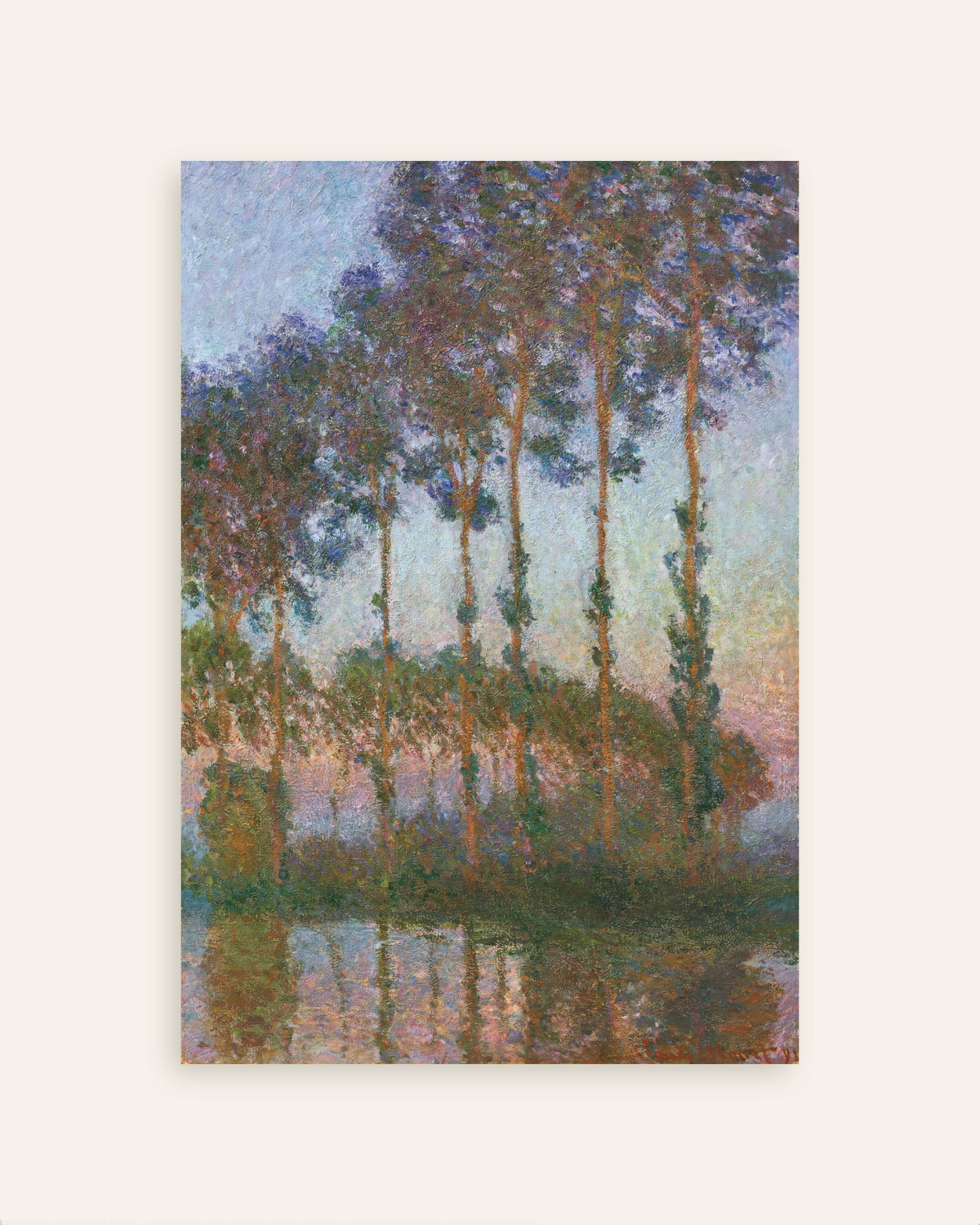 Claude Monet’n Poppeleita Epte-joen rannalla, hämärä (1891) -juliste, pienoiskuva