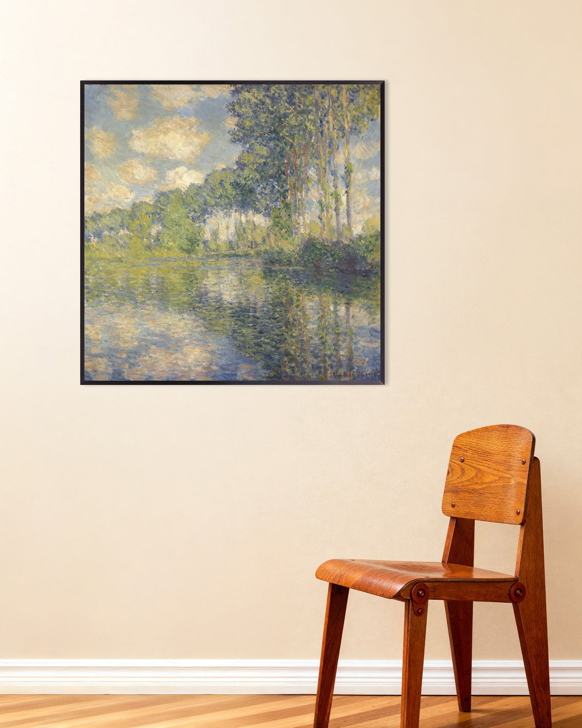 Claude Monet’n Poppelit Epte-joen varrella (1891) -juliste metallikehyksessä