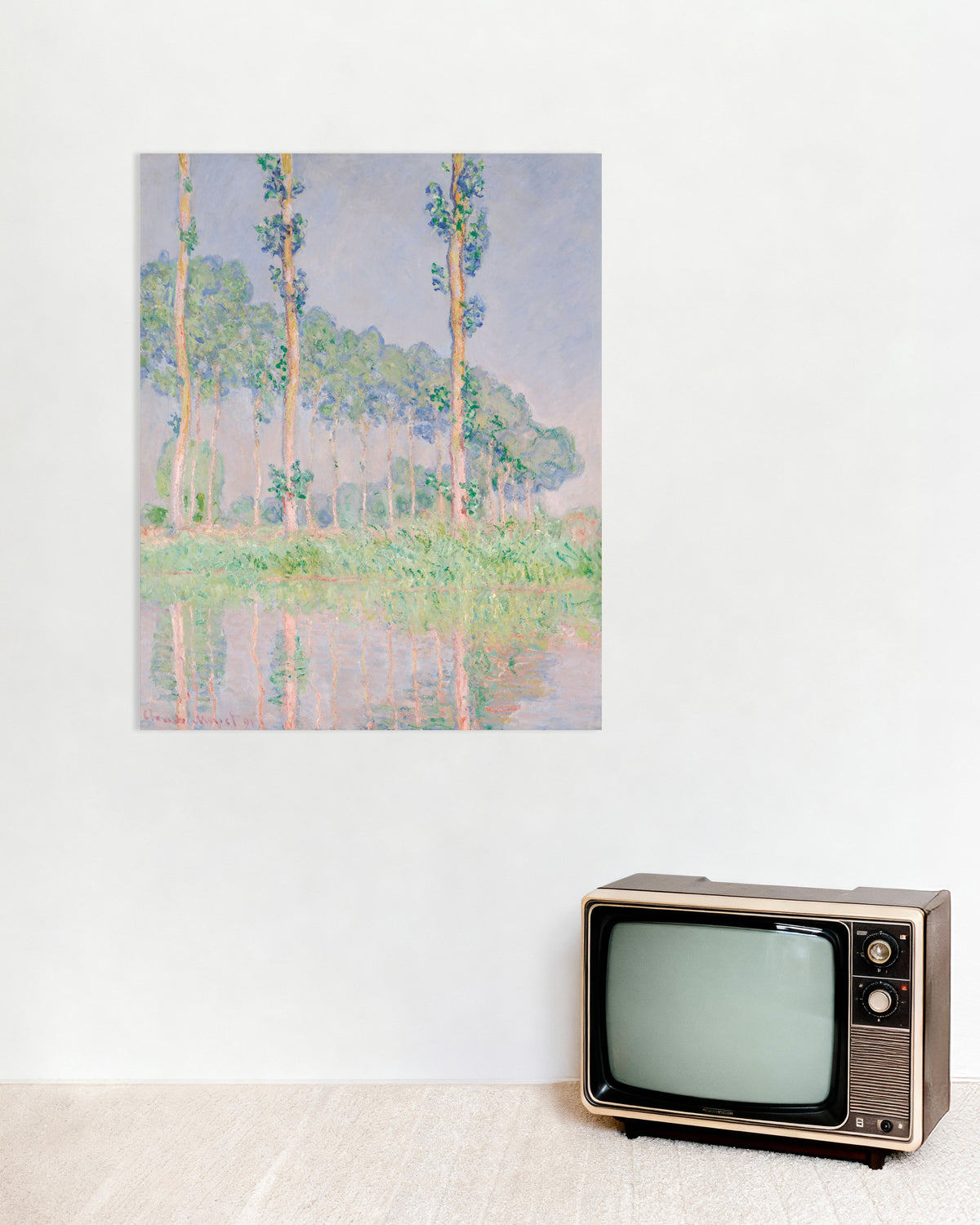 Claude Monet’n Poppelit, vaaleanpunainen vaikutelma (1891) -juliste