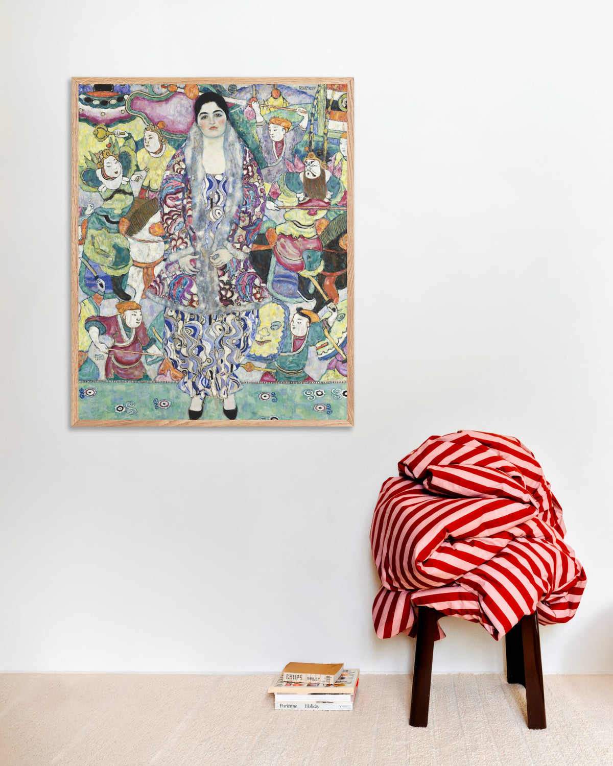 Juliste teoksesta Gustav Klimtin muotokuva Friederike Maria Beeristä (1916), luonnonvärisellä puukehyksellä
