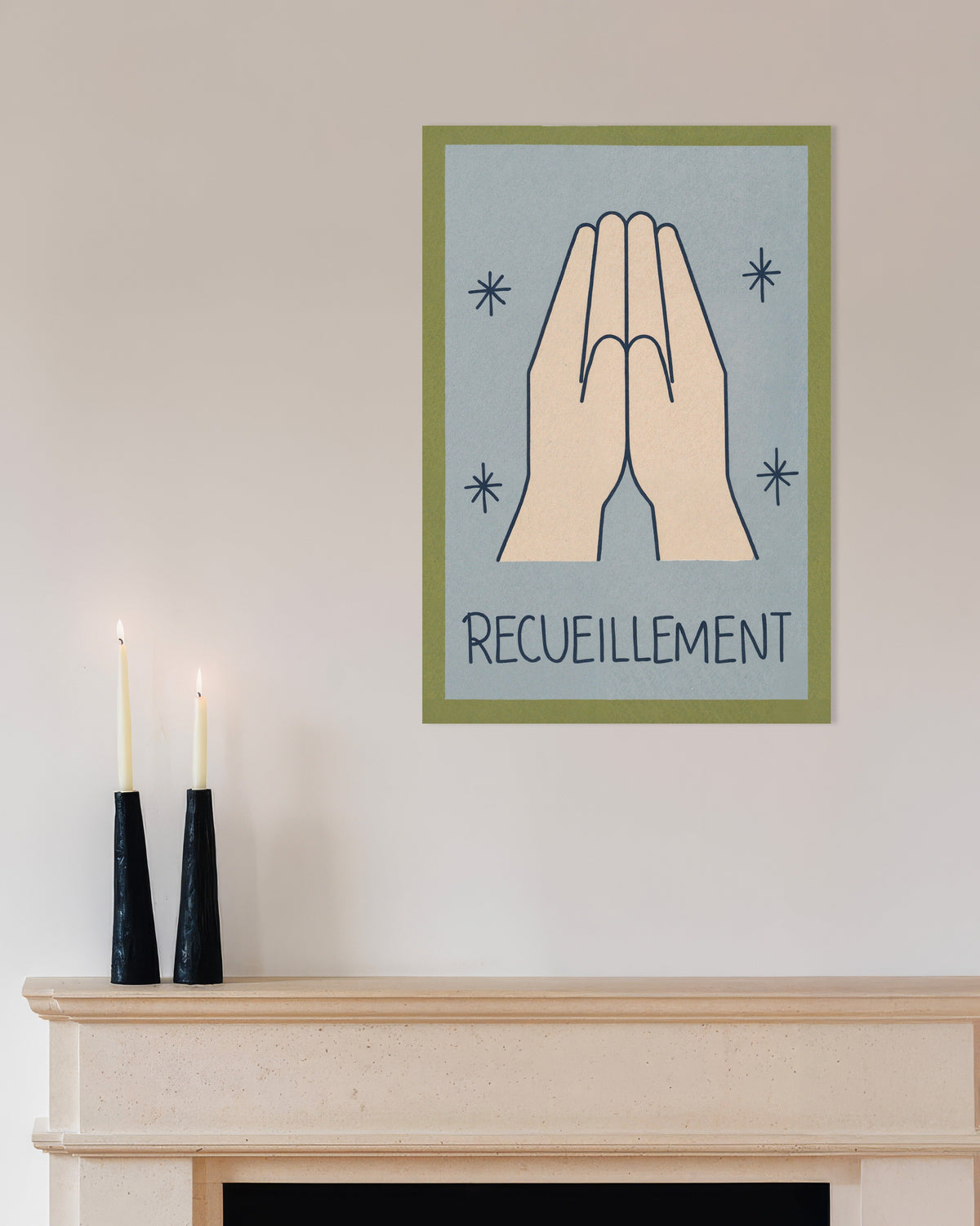 Recueillement – minimalistinen viivataidejuliste