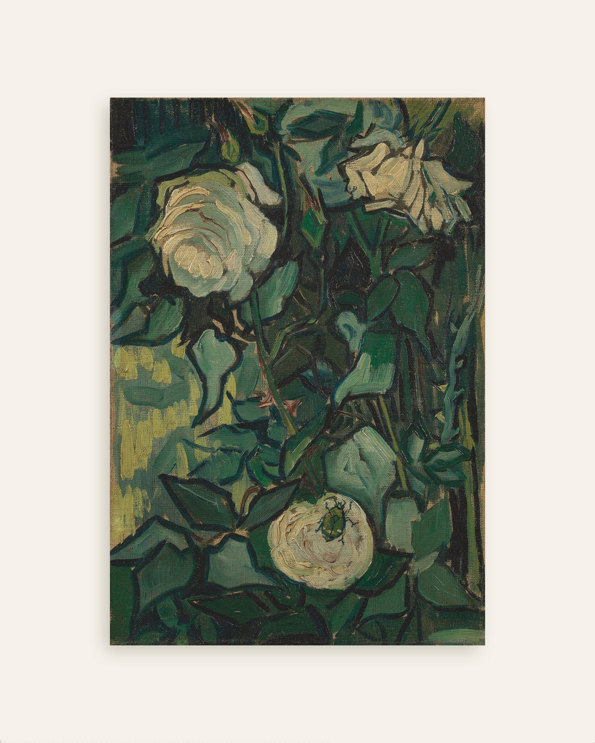 Juliste teoksesta Vincent van Goghin Ruusupensas ja kovakuoriainen (1889), pikkukuva