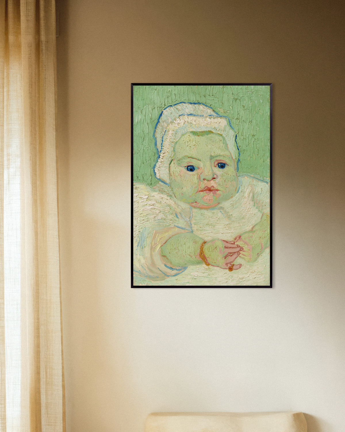 Vincent van Goghin teos Roulinin vauva (1888), metallikehyksellä