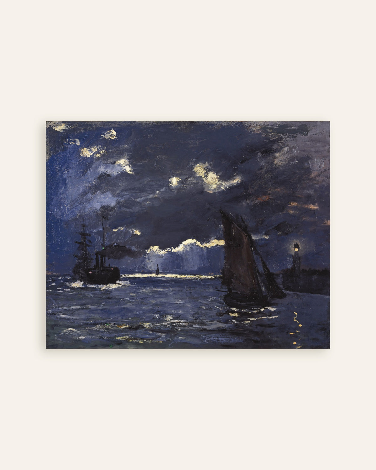 Claude Monet’n Merimaisema, laivoja kuunvalossa (1864) -juliste, pienoiskuva