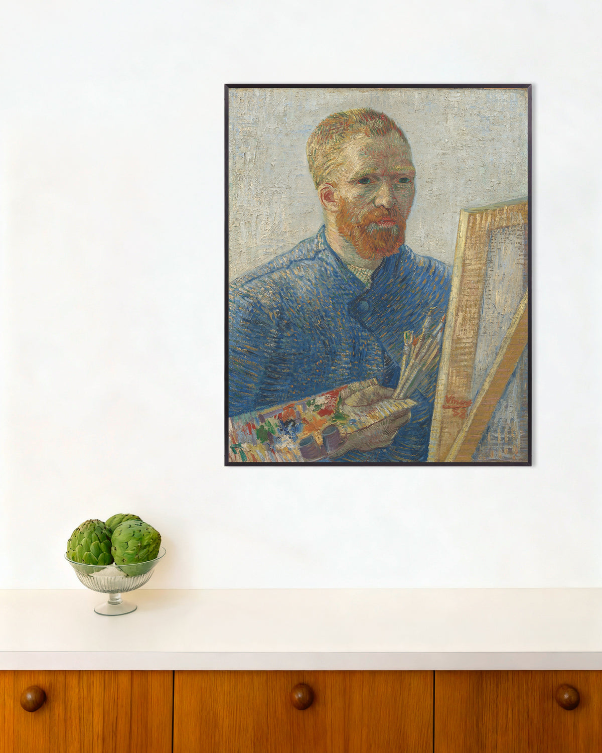 Juliste teoksesta Vincent van Goghin omakuva taiteilijana (1888), metallikehyksellä