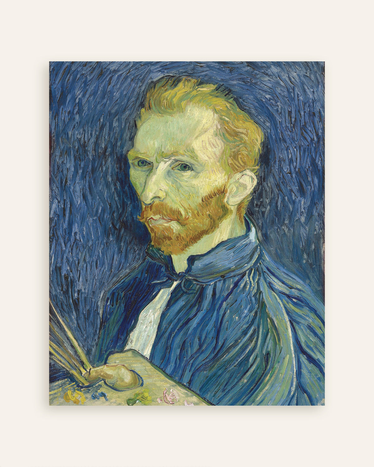 Vincent van Goghin teoksen Omakuva paletin kanssa (1889) juliste, pikkukuva