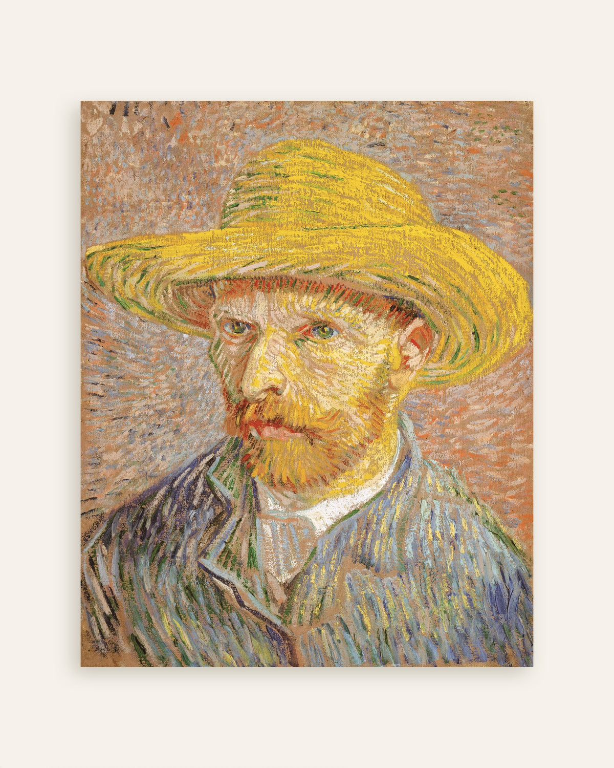 Juliste teoksesta Omakuvallinen olkihattu oranssilla taustalla (1887), Vincent van Gogh, pikkukuva