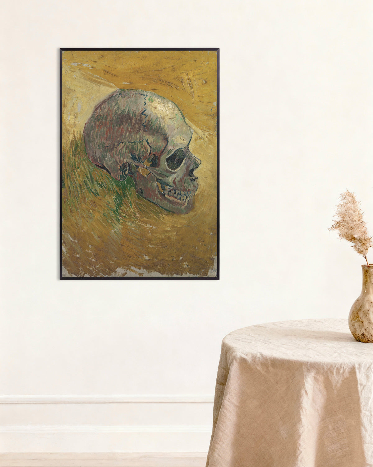Juliste teoksesta Pääkallo (1887), Vincent van Gogh, metallikehyksissä