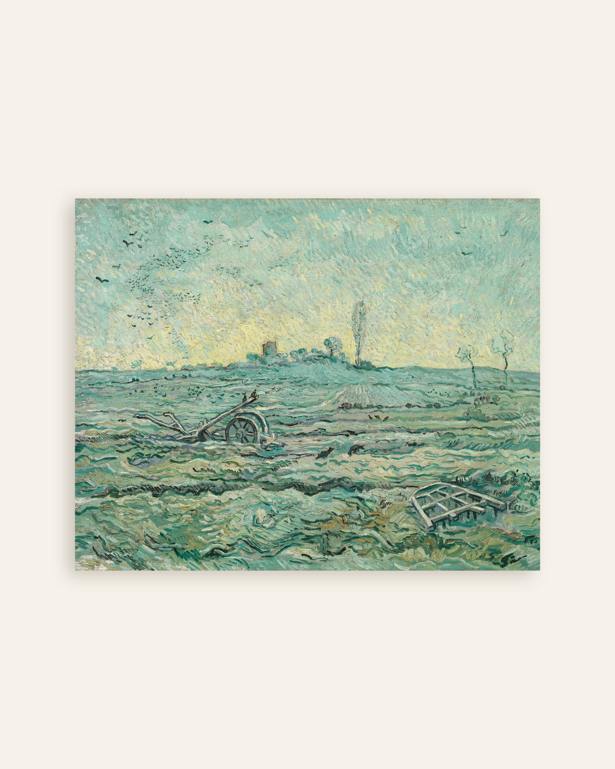 Juliste teoksesta Lumen peittämä pelto äkeen kanssa, Jean-François Millet’n mukaan (1890), Vincent van Gogh, pikkukuva
