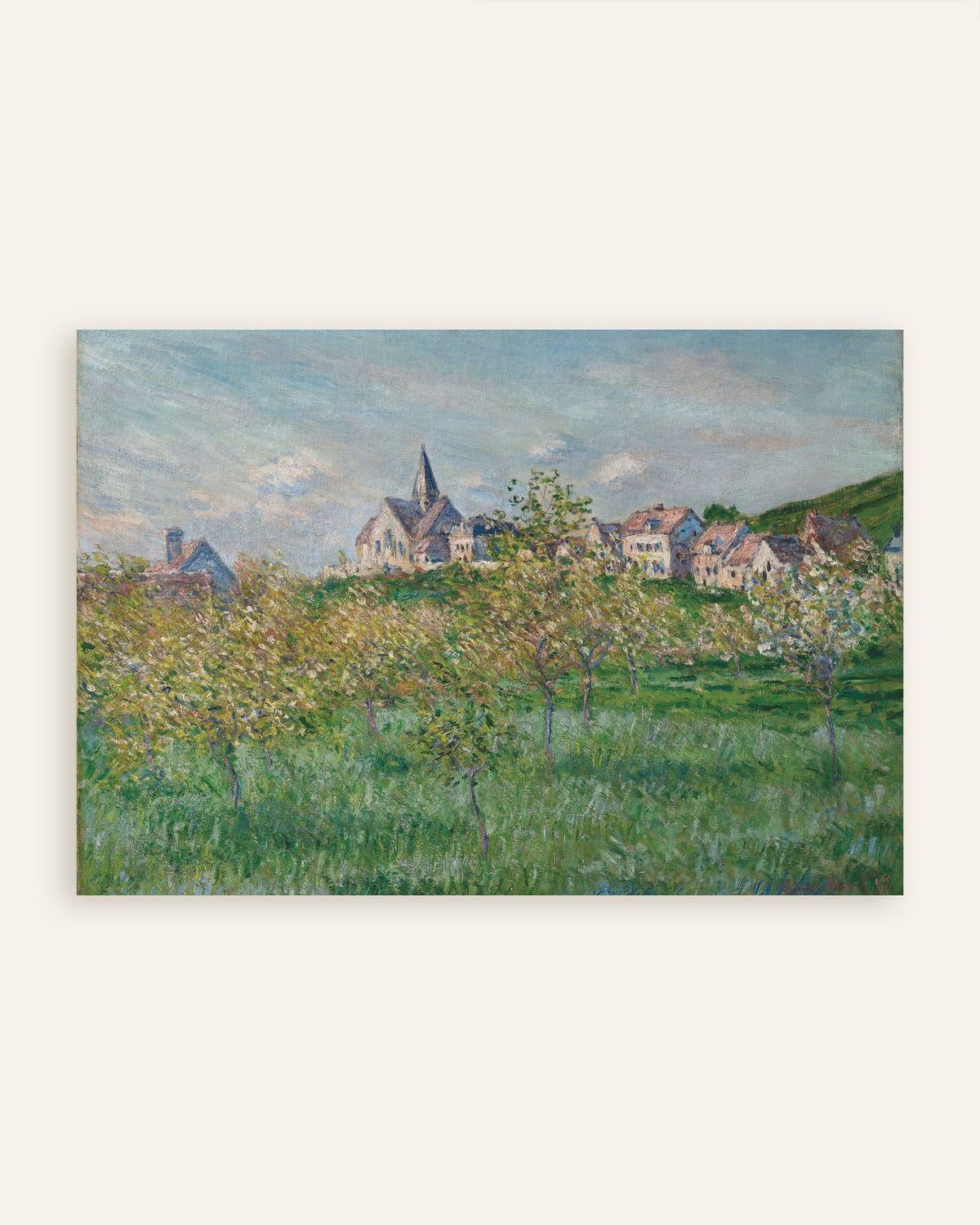 Claude Monet’n Kevät Givernyssä, iltapäivä (1885) -juliste, pienoiskuva
