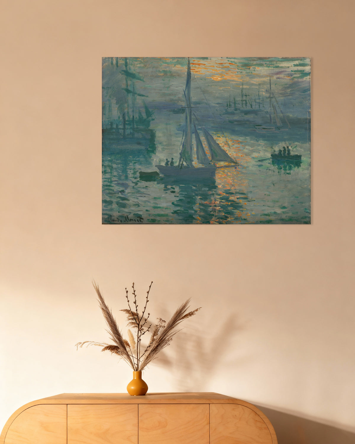 Claude Monet’n Auringonnousu, merimaisema (1873) -juliste