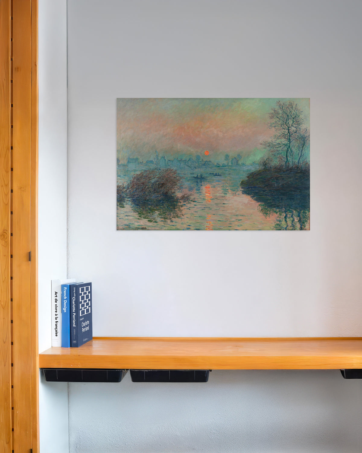 Claude Monet’n Auringonlasku Seinellä Lavacourtissa, talvi (1880) -juliste