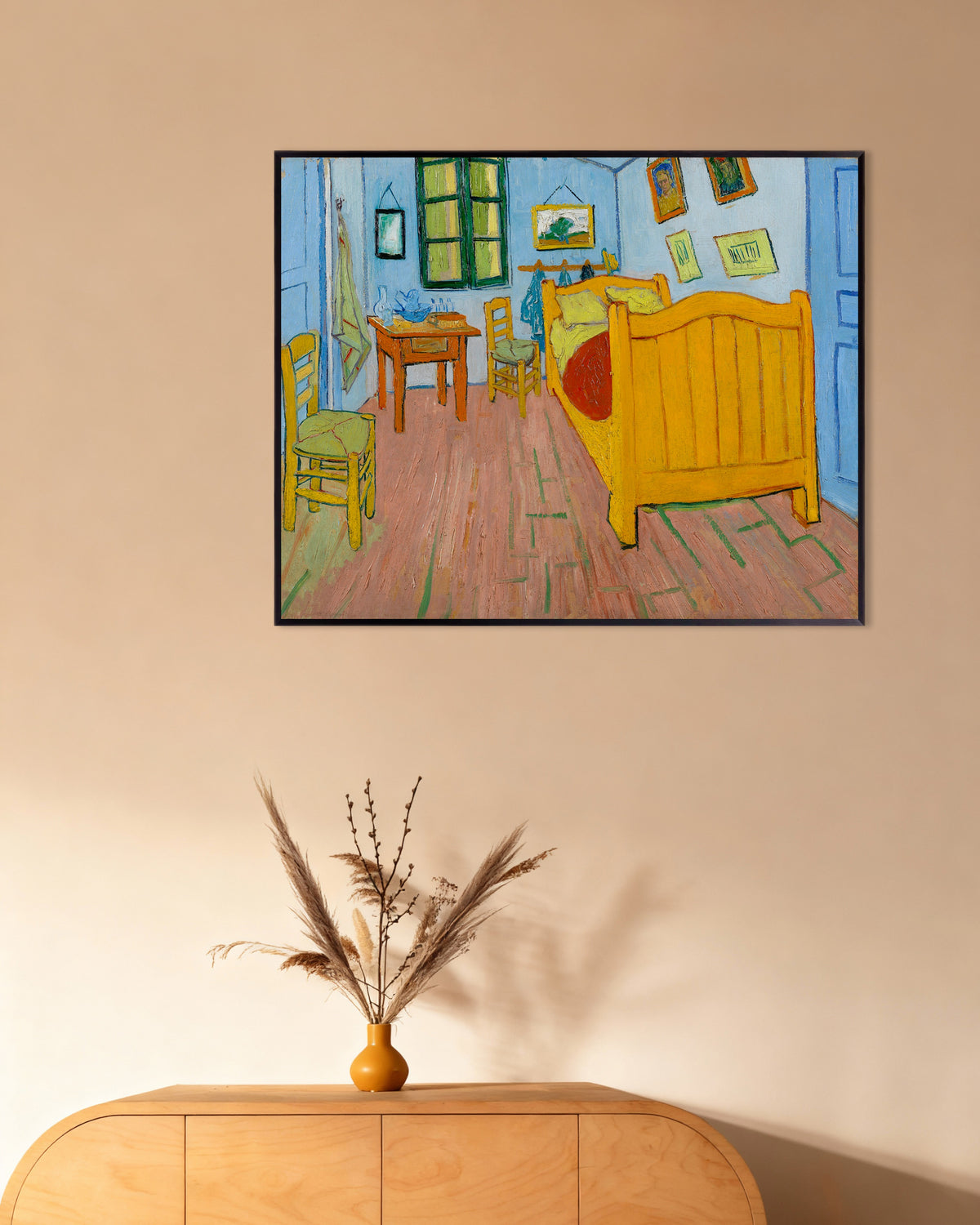 Vincent van Goghin Makuuhuone (1888) -juliste metallikehyksellä