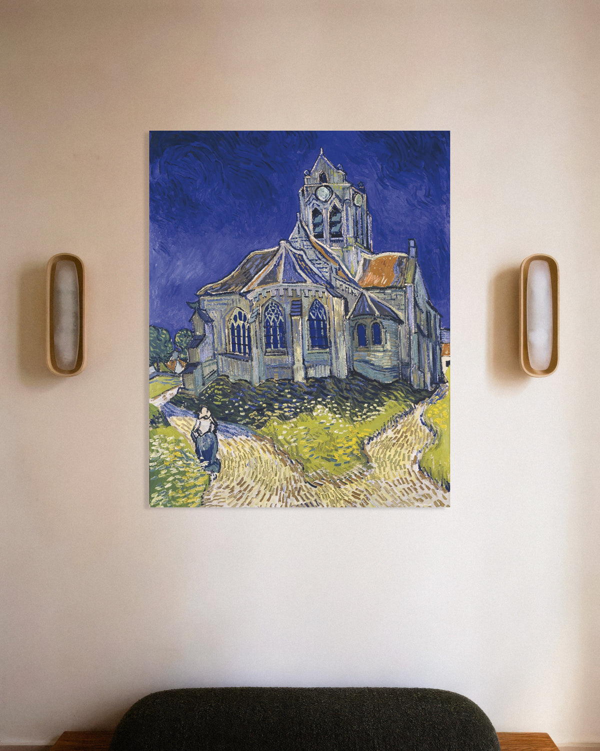 Juliste teoksesta Vincent van Goghin maalaus Auvers-sur-Oisen kirkko (1890)