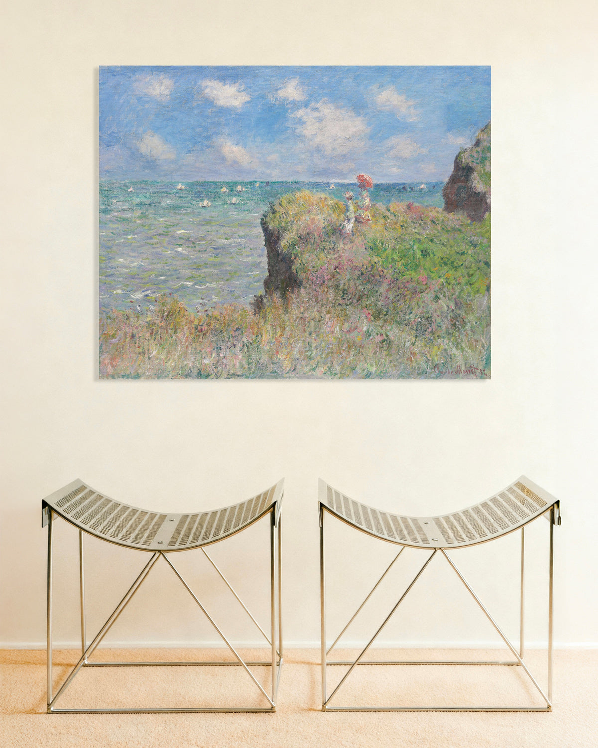 Claude Monet’n Kävely jyrkänteellä Pourvillessa (1882) -juliste