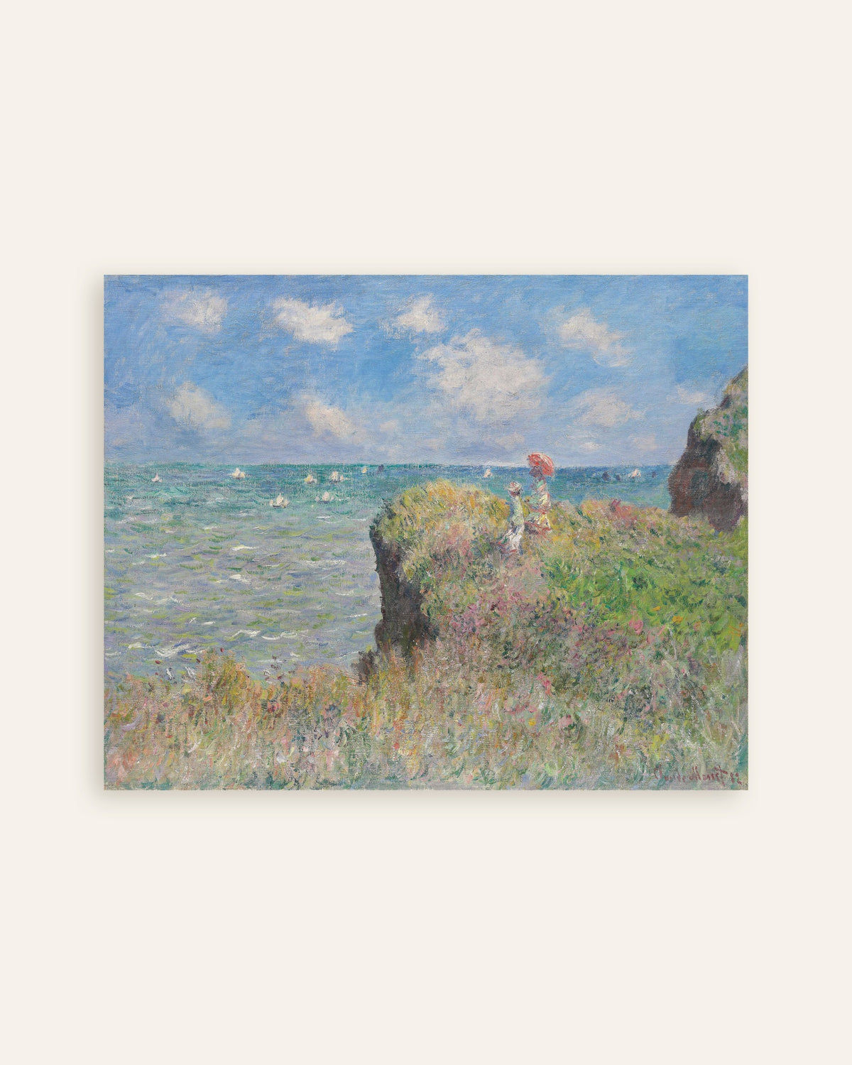 Claude Monet’n Kävely jyrkänteellä Pourvillessa (1882) -juliste, pienoiskuva