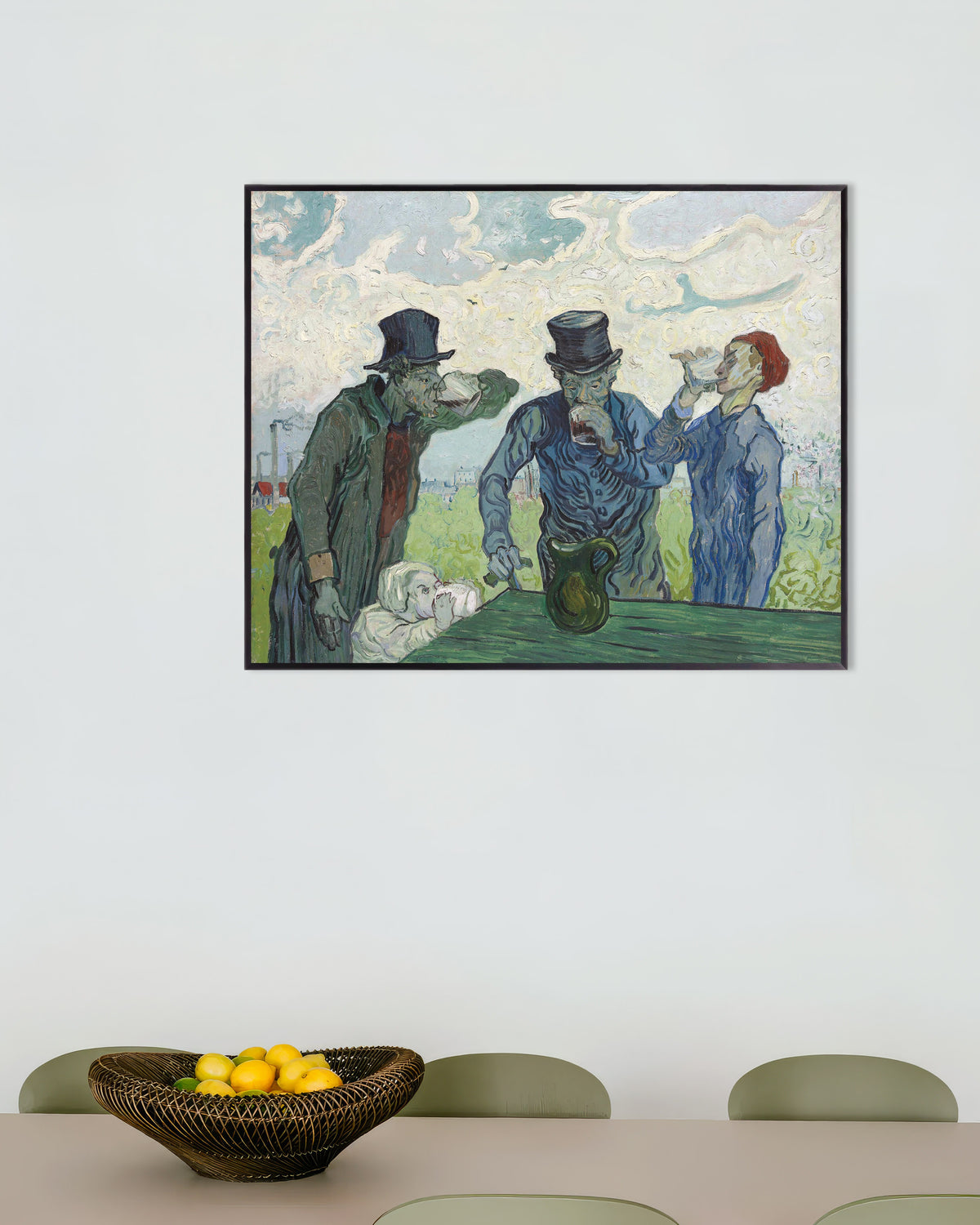Juopottelijat, Daumier’n mukaan (1890), Vincent van Gogh, juliste metallikehyksissä