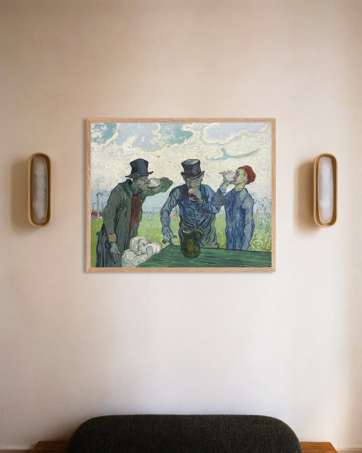 Juopottelijat, Daumier’n mukaan (1890), Vincent van Gogh, juliste luonnonvärisissä puukehyksissä