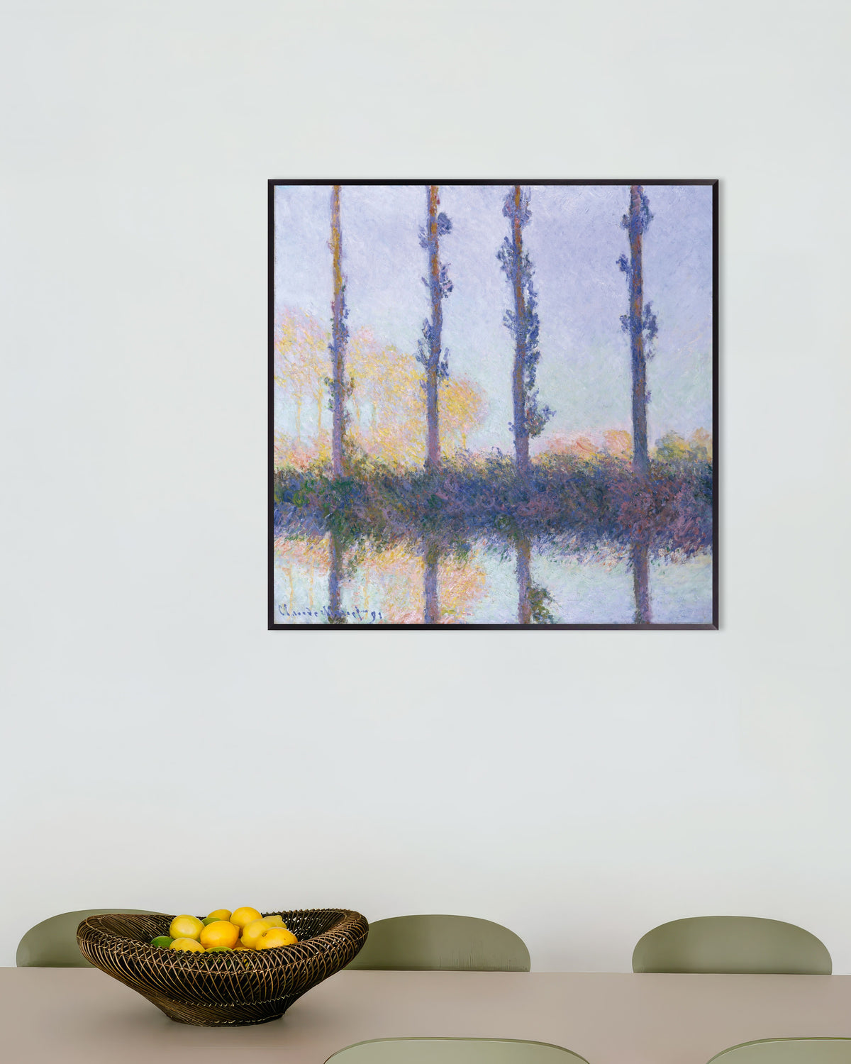 Claude Monet’n Neljä puuta (1891) -juliste metallikehyksessä