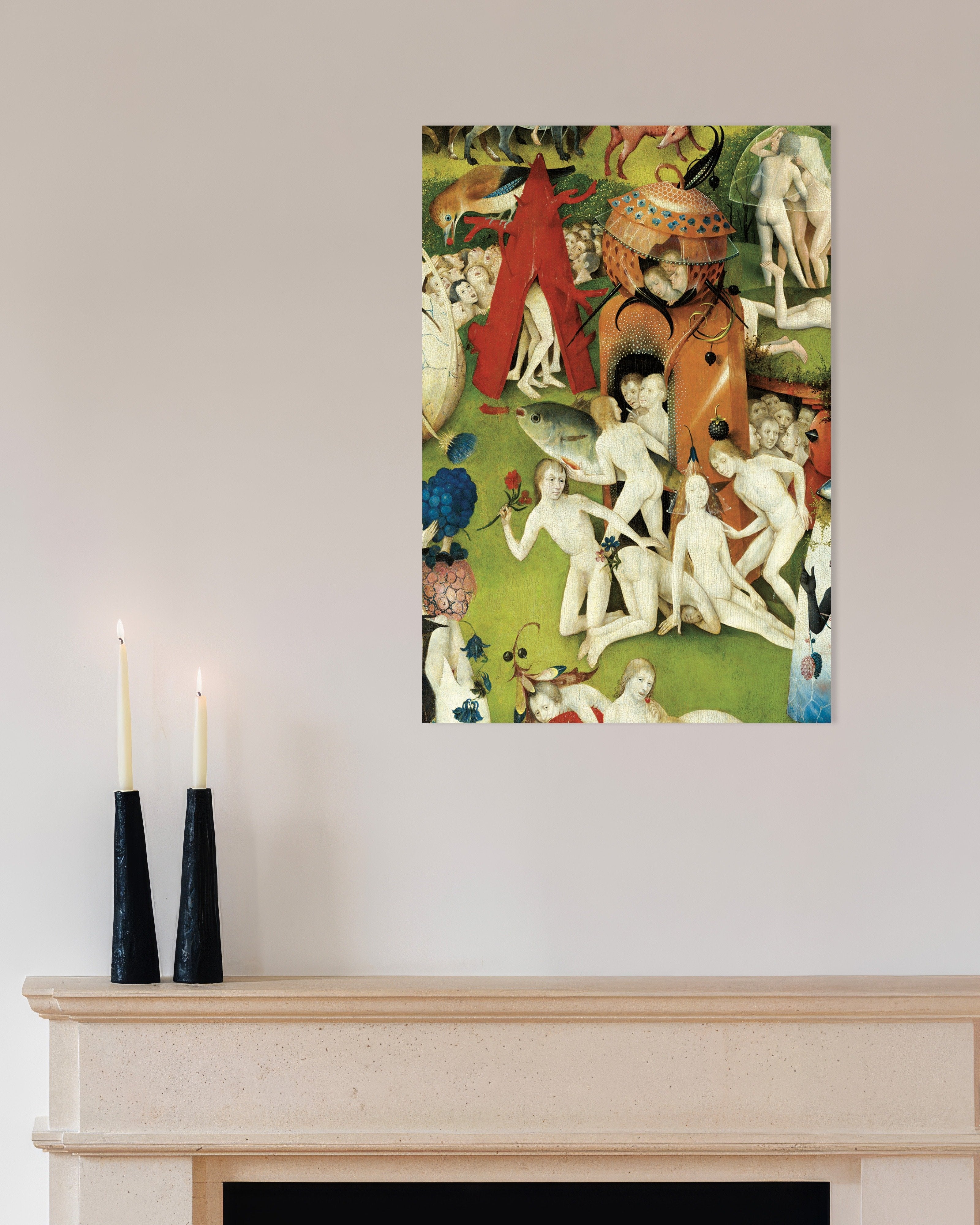 Poster of The giant fish and the orange tower - Detail from The Garden of Earthly Delights