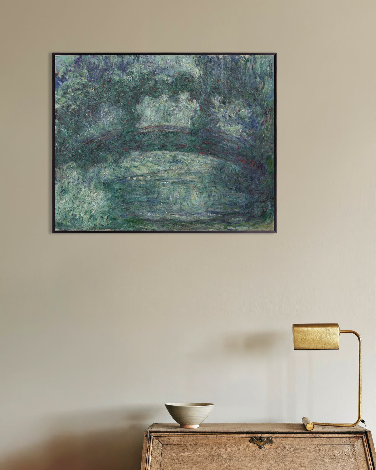 Claude Monet’n Japanilainen silta (1919–1924) -juliste metallikehyksessä