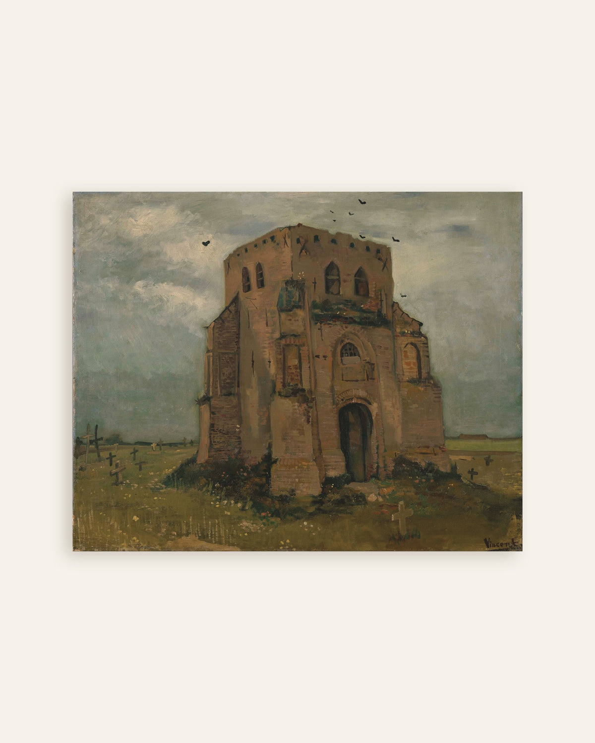 Vincent van Goghin Vanhan kirkon torni Nuenenissa (1885) -juliste pienoiskuvana