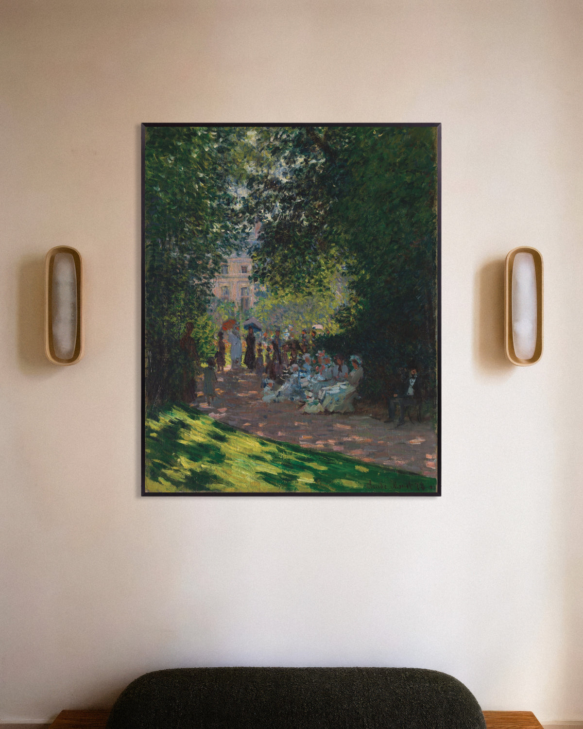 Claude Monet’n Parc Monceau (1878) -juliste metallikehyksessä