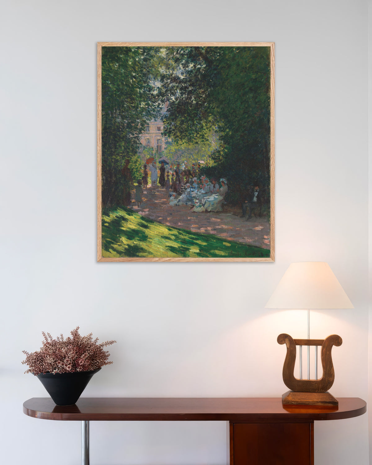 Claude Monet’n Parc Monceau (1878) -juliste luonnonvärisessä puukehyksessä