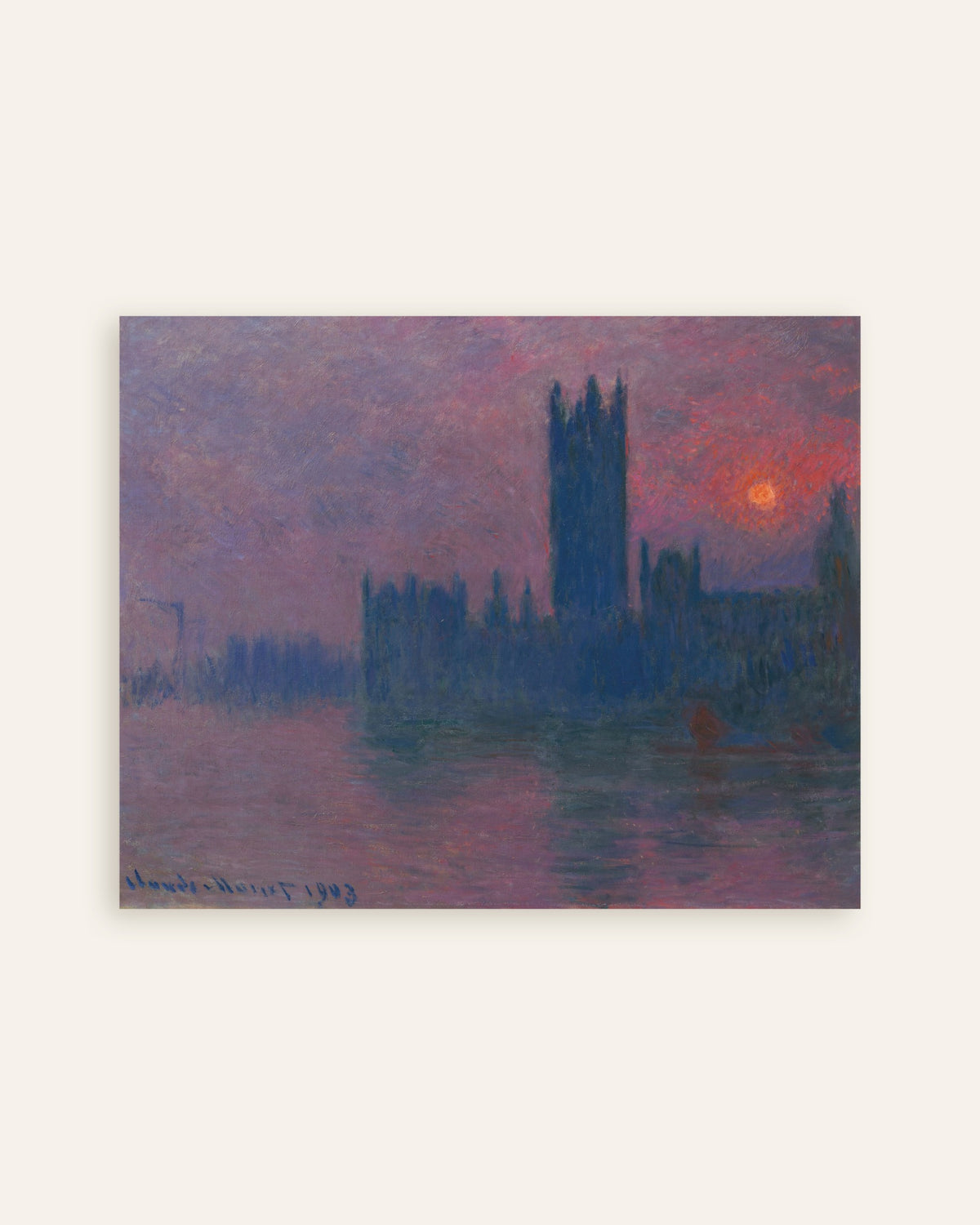 Claude Monet’n Parlamenttitalo, laskeva aurinko (1900–1903) -juliste, pienoiskuva
