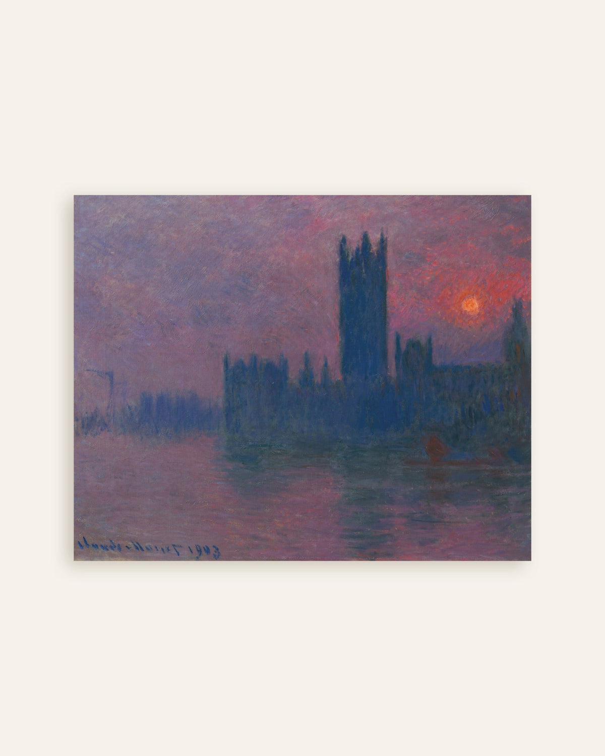 Claude Monet’n Parlamenttitalo, laskeva aurinko (1900–1903) -juliste, pienoiskuva
