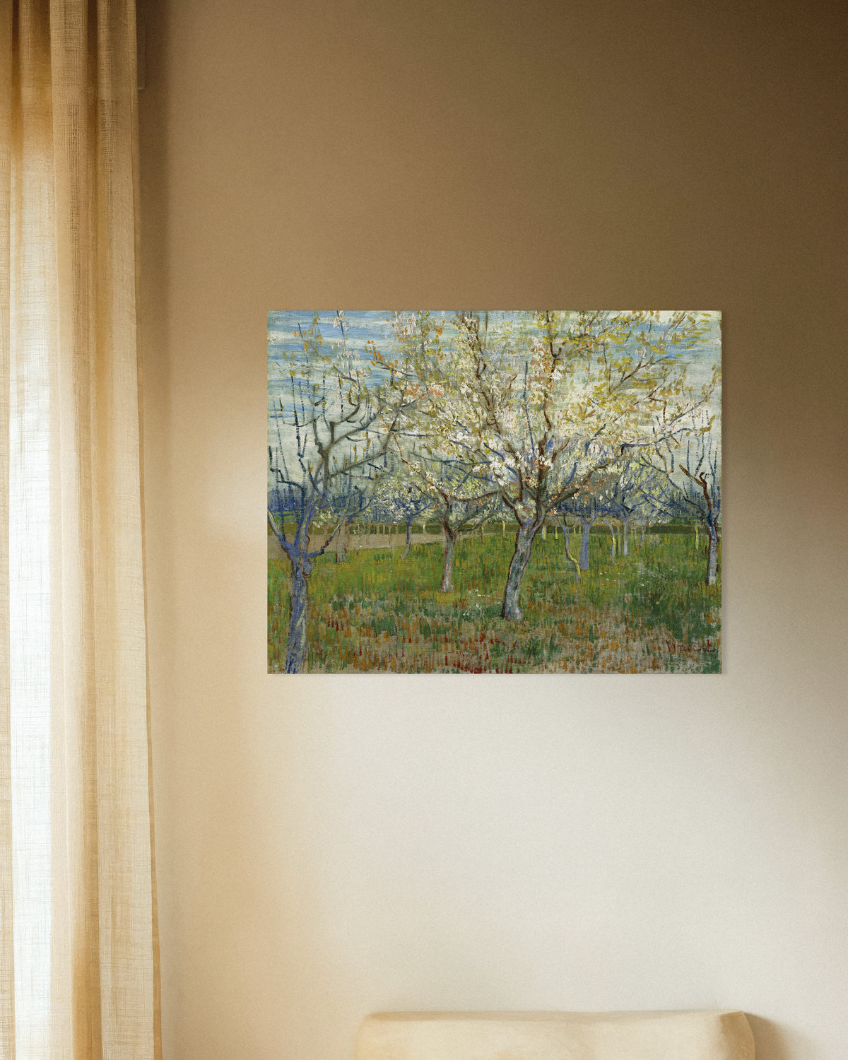 Vincent van Goghin Vaaleanpunainen hedelmätarha (1888), juliste