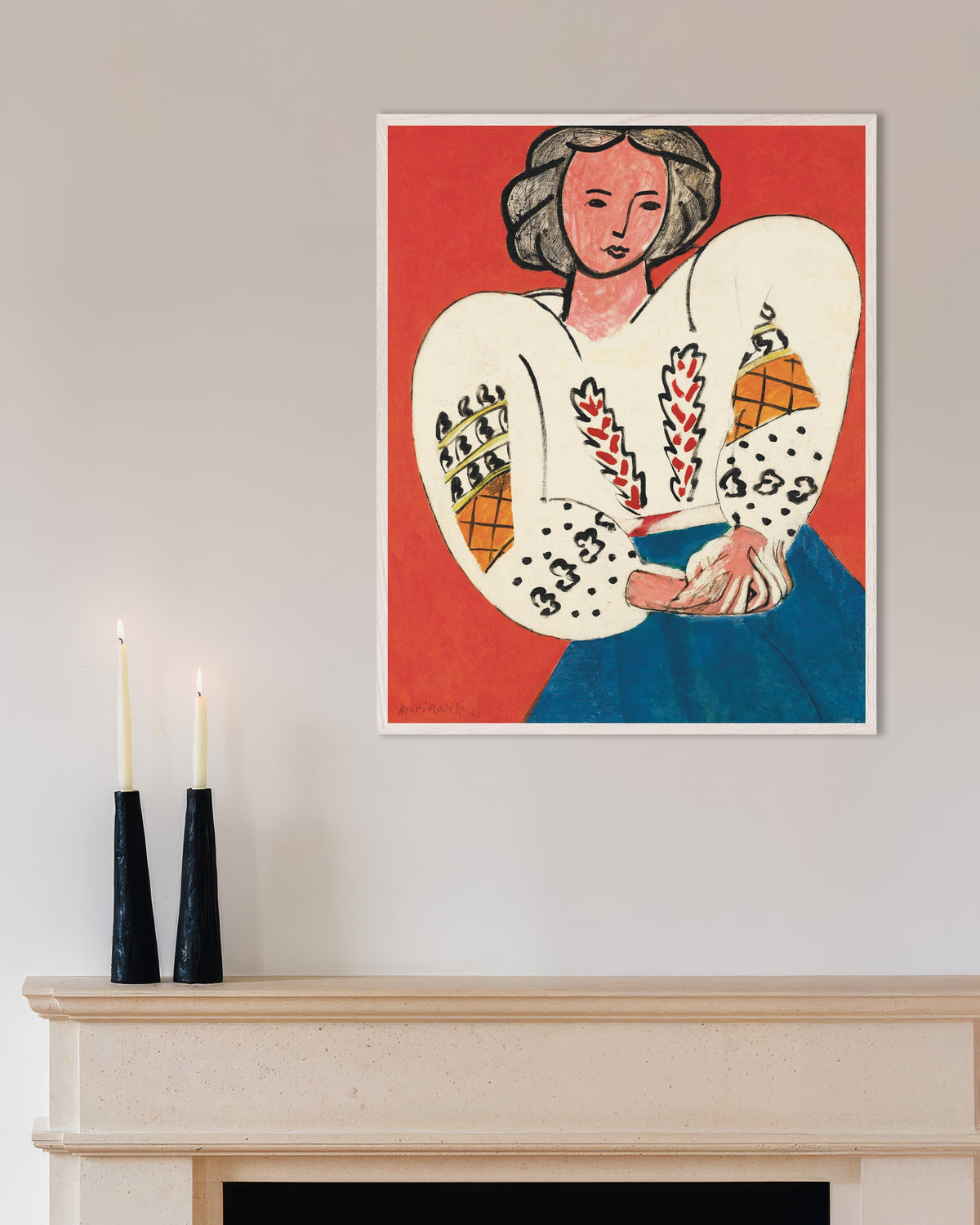 Henri Matisse: Romanialainen pusero (1940) -Juliste valkoisessa puukehyksessä