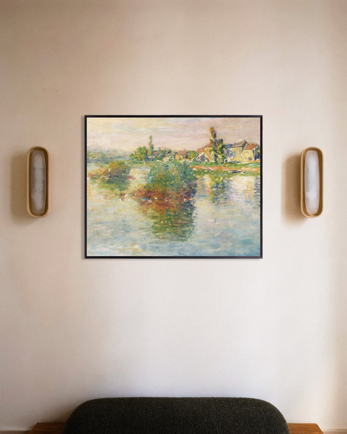 Claude Monet’n Seine Lavacourtissa (1879) -juliste metallikehyksessä