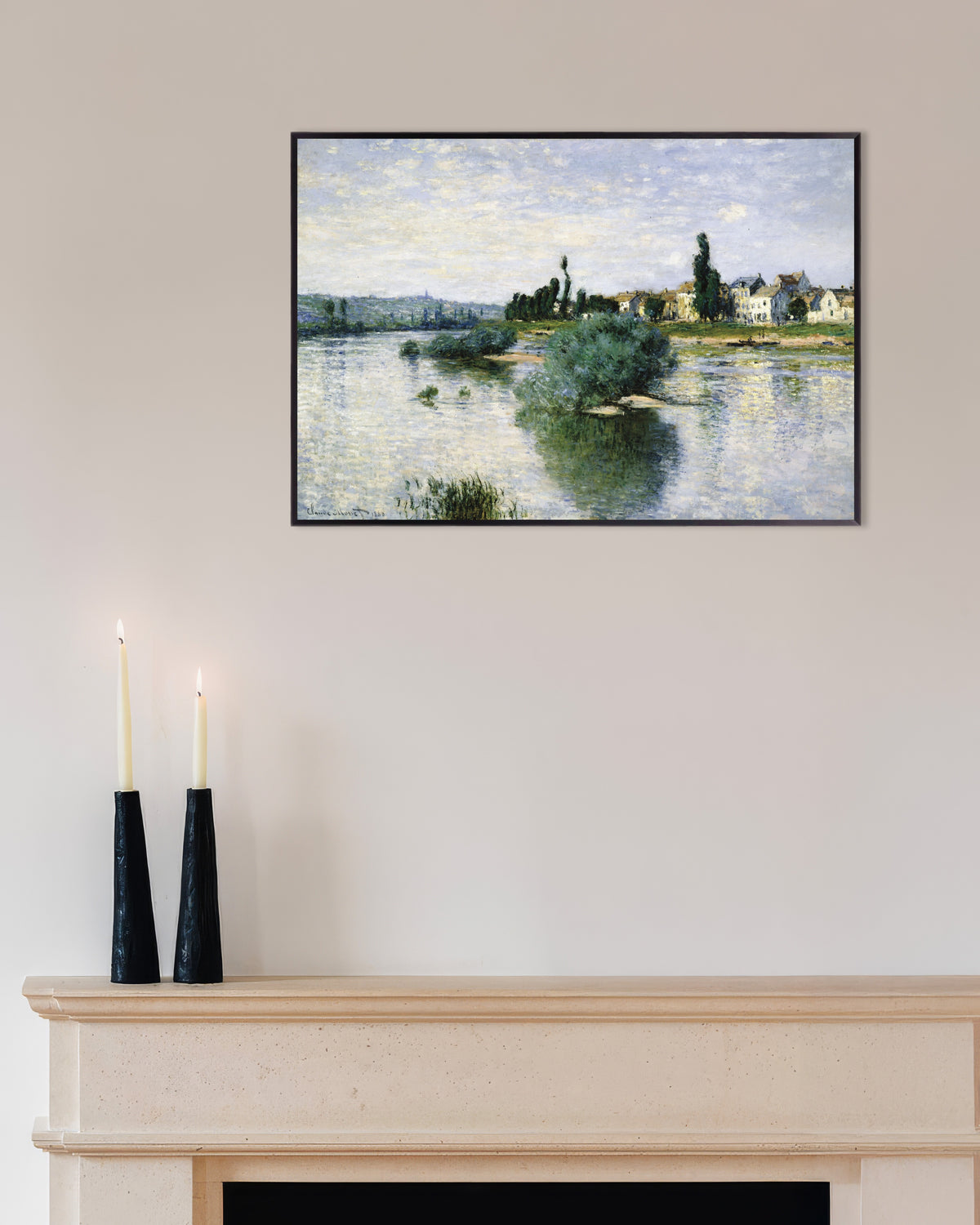 Claude Monet’n Seine Lavacourtissa (1880) -juliste metallikehyksessä