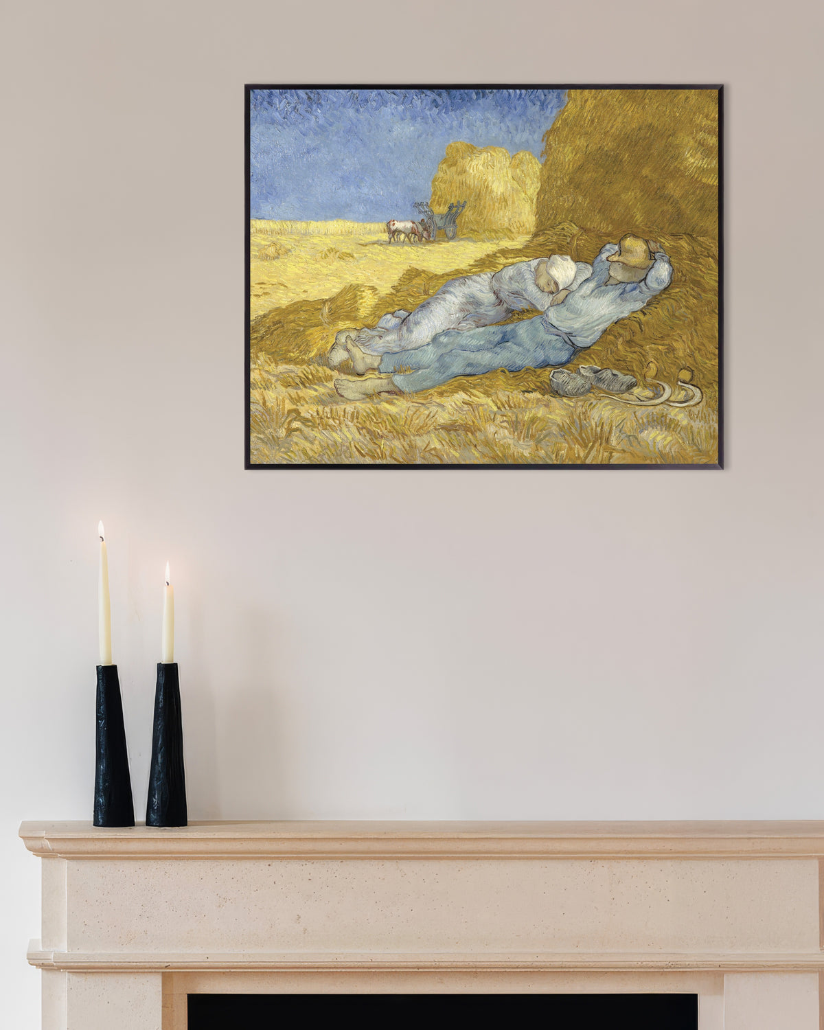 Juliste teoksesta Siesta Milletiä mukaillen (1890), Vincent van Gogh, metallikehyksellä