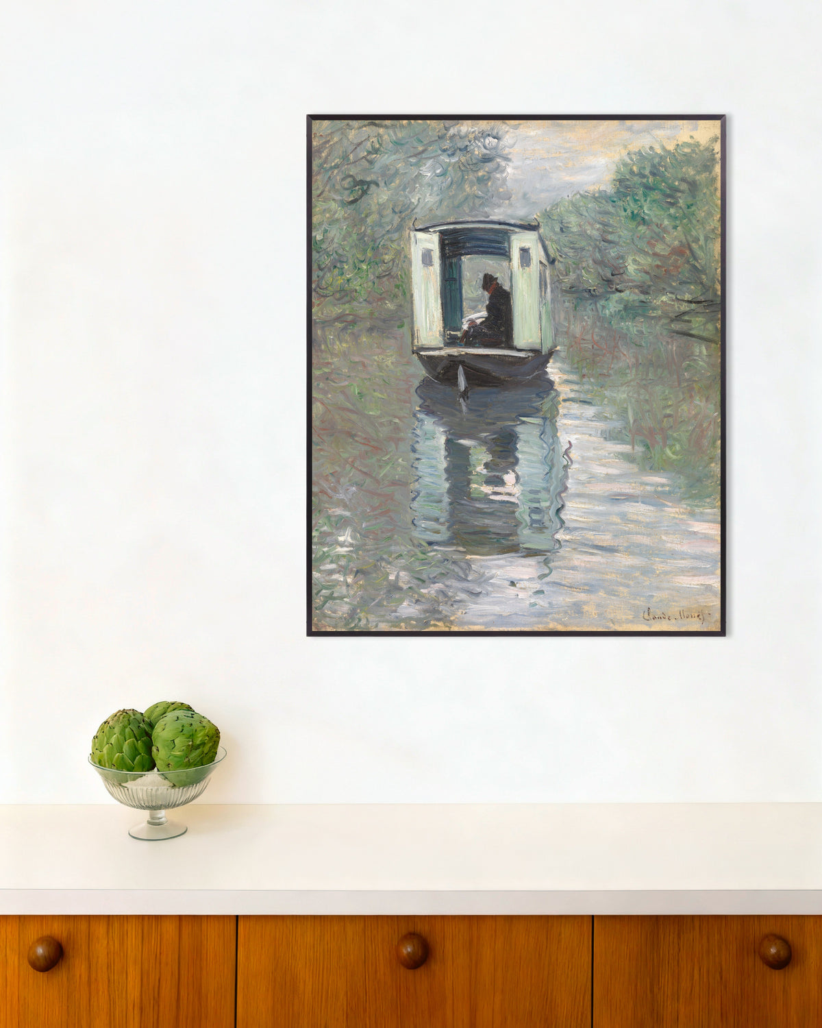 Claude Monet’n Ateljeevene (1876) -juliste metallikehyksessä