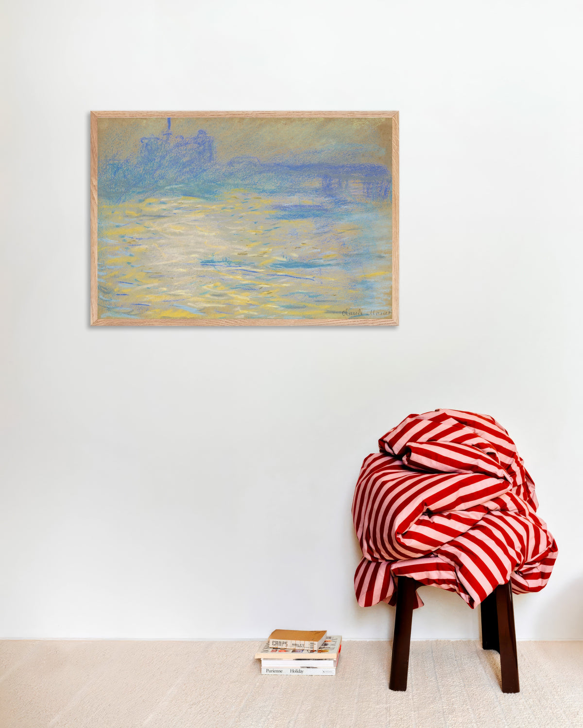Claude Monet’n Thames (1901) -juliste luonnonvärisessä puukehyksessä