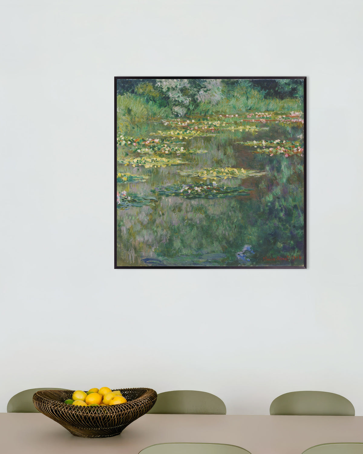 Claude Monet’n Lumpelampi (1904) -juliste metallikehyksessä
