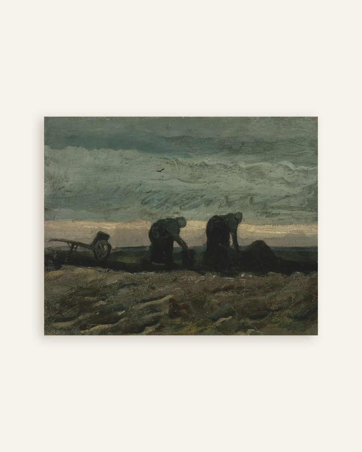 Juliste, jossa on Vincent van Goghin teos Kaksi naista nummella (1883), pikkukuva