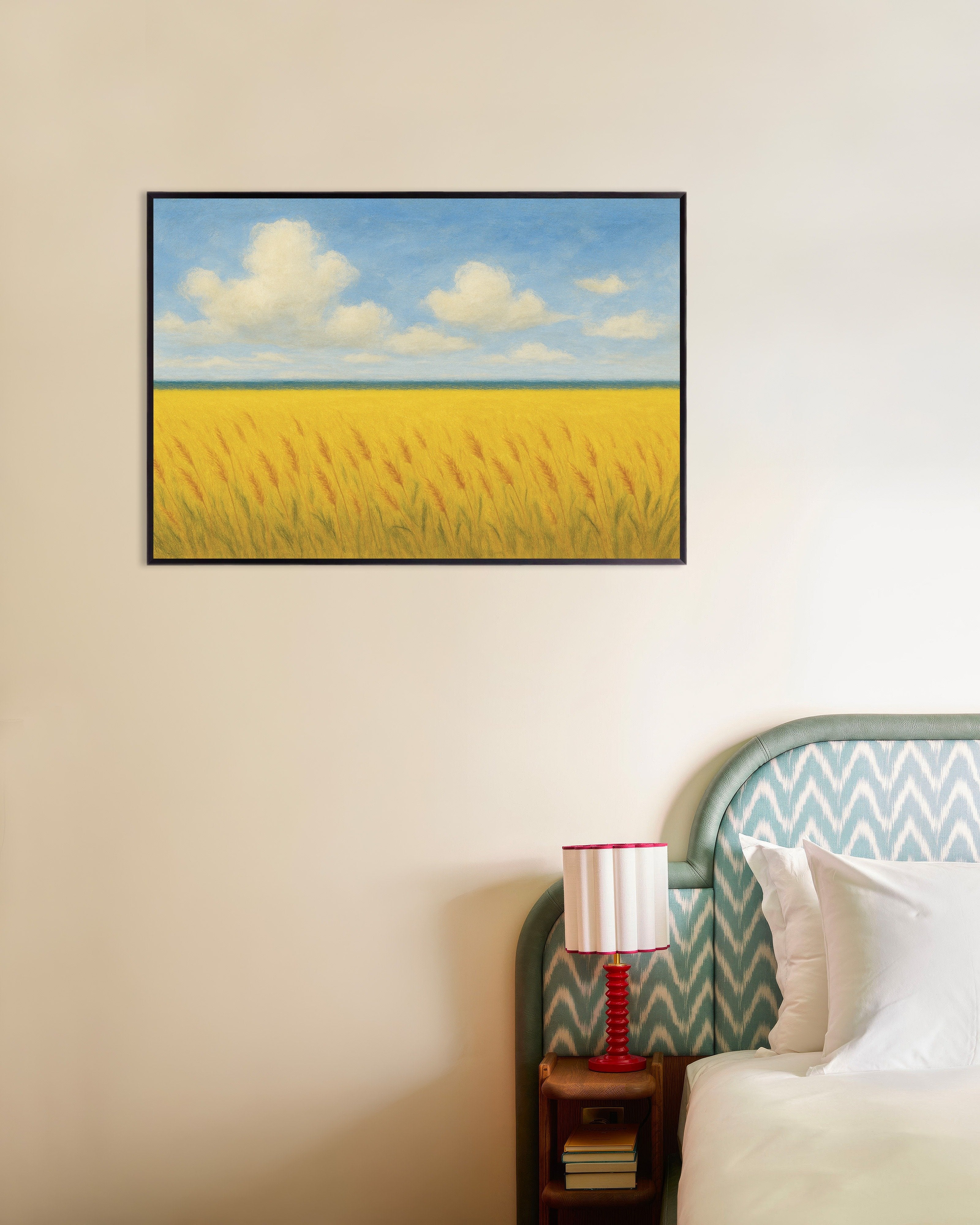 Poster of Ukraine poster -  Wheat field and blue sky, with metal frame