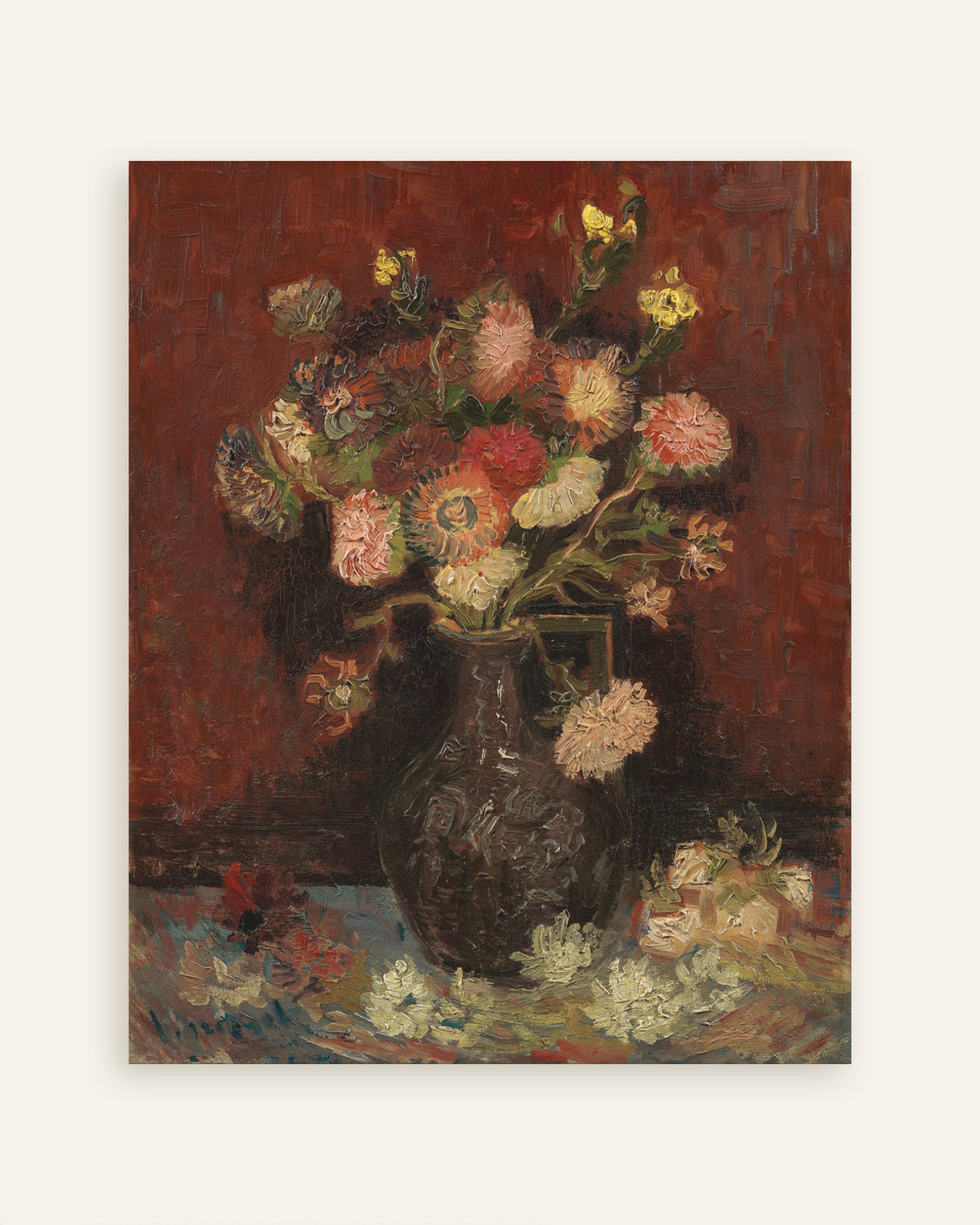 Juliste Vincent van Goghin teoksesta Maljakko, jossa on kiinanastereita ja gladioluksia (1886), pikkukuva
