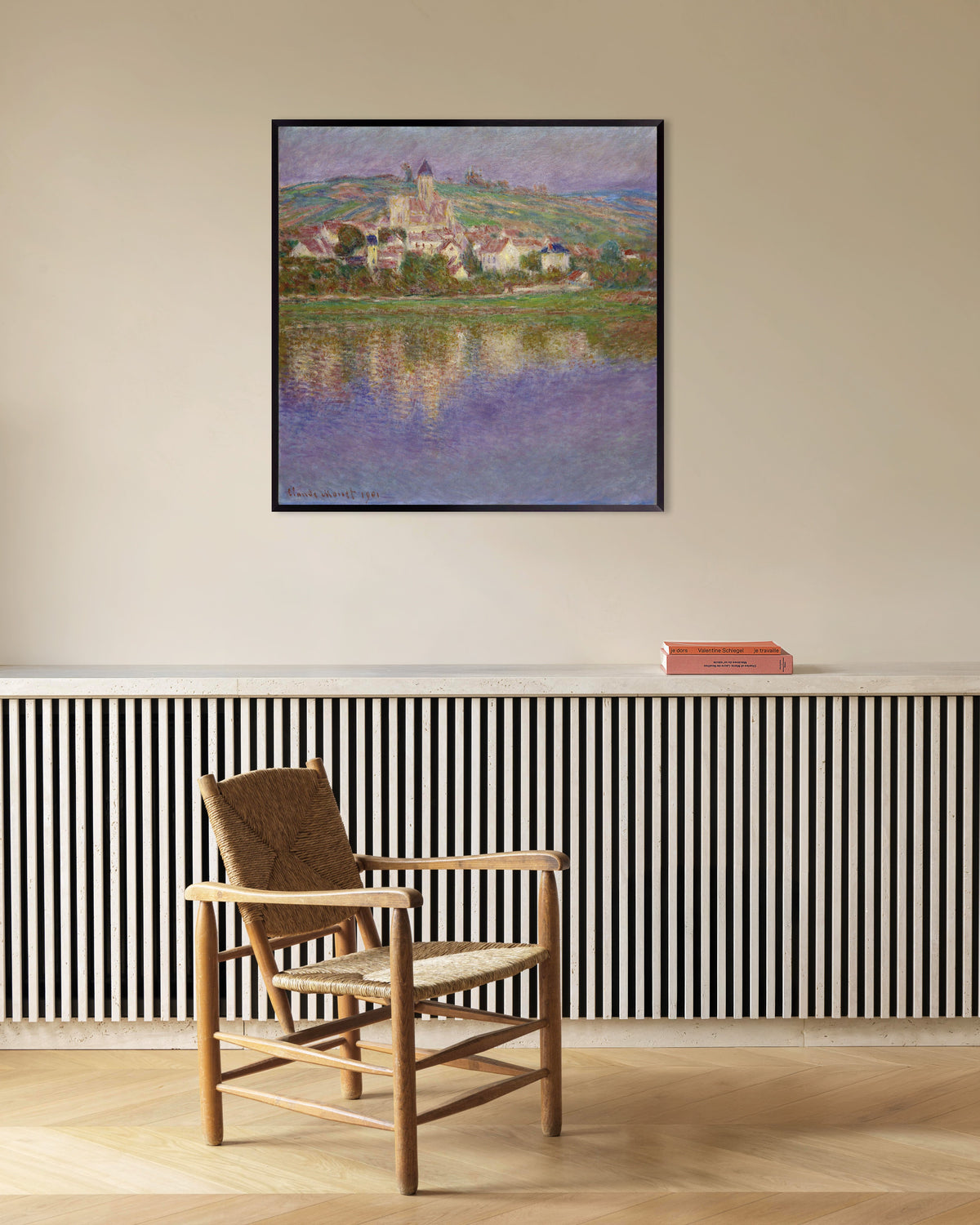 Claude Monet’n Vétheuil (1901) -juliste metallikehyksessä