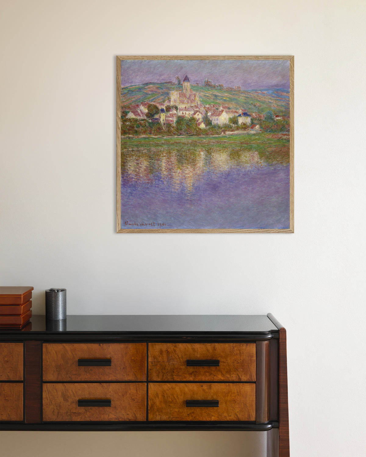Claude Monet’n Vétheuil (1901) -juliste luonnonvärisessä puukehyksessä