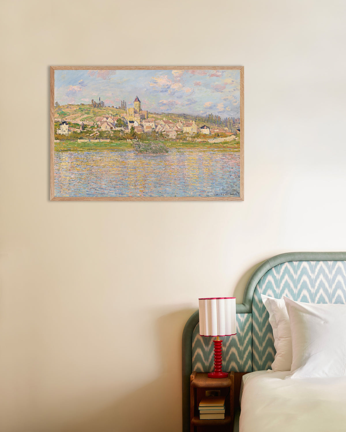 Claude Monet’n Vétheuil -juliste luonnonvärisessä puukehyksessä