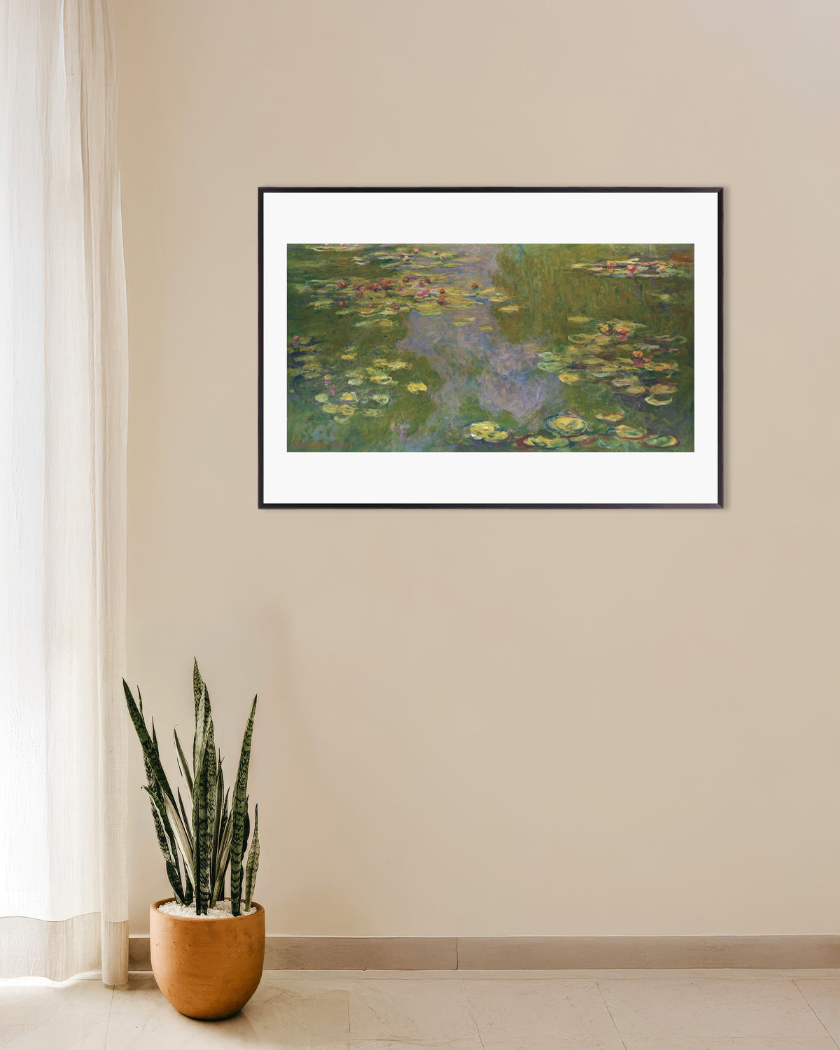 Claude Monet’n Lumpeet (1919) -juliste metallikehyksessä