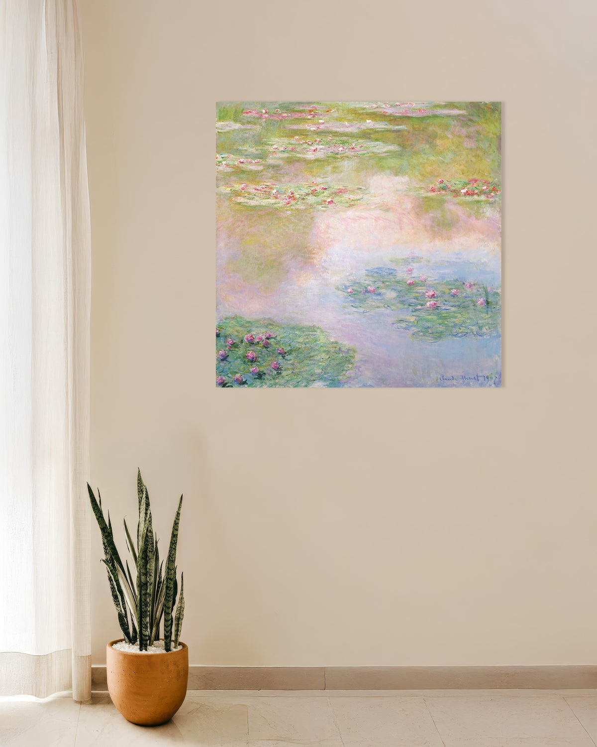 Claude Monet’n Lumpeet, vaaleanpunaiset heijastukset (1907) -juliste
