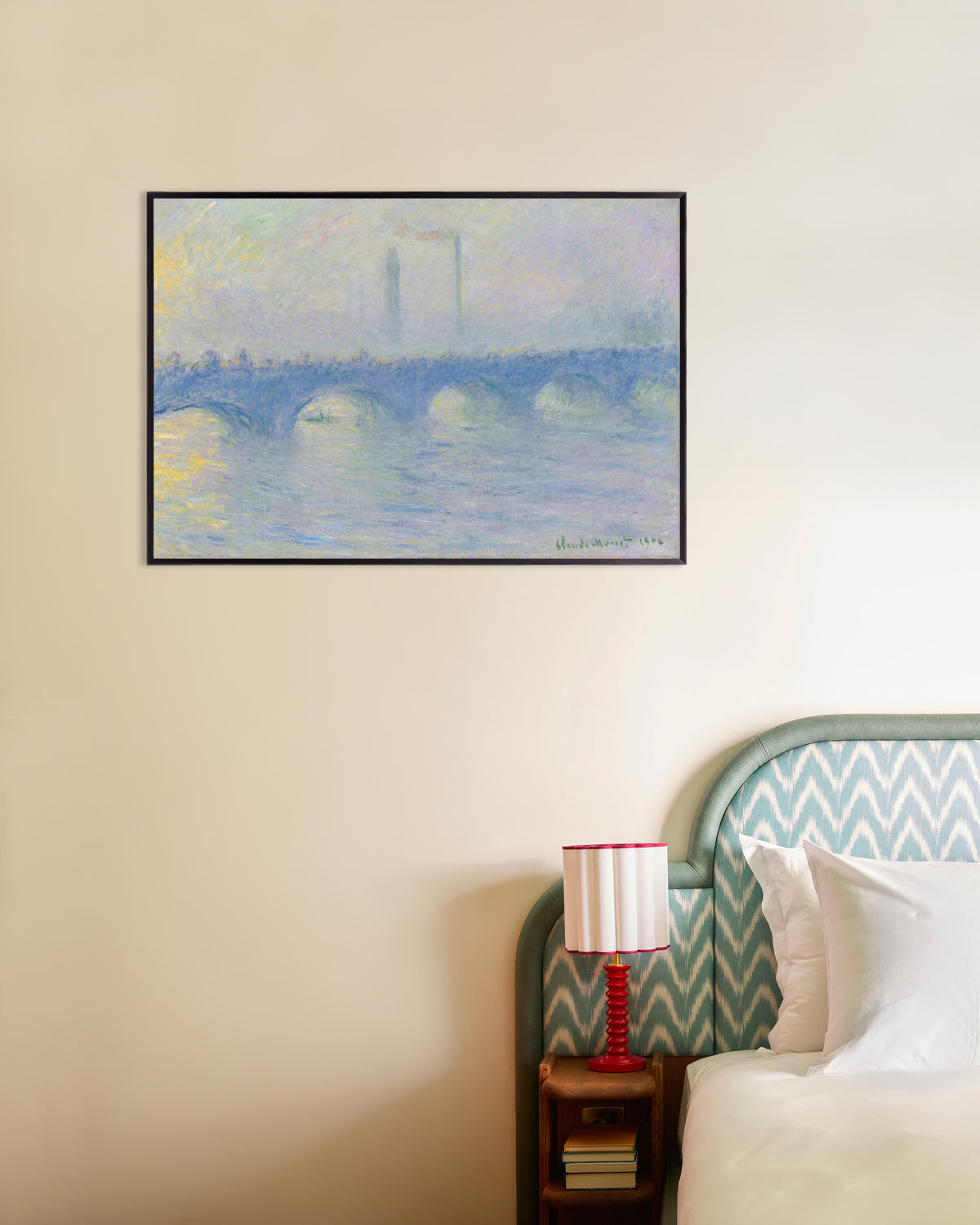 Claude Monet’n Waterloo Bridge, usvavaikutelma (1904) -juliste metallikehyksessä