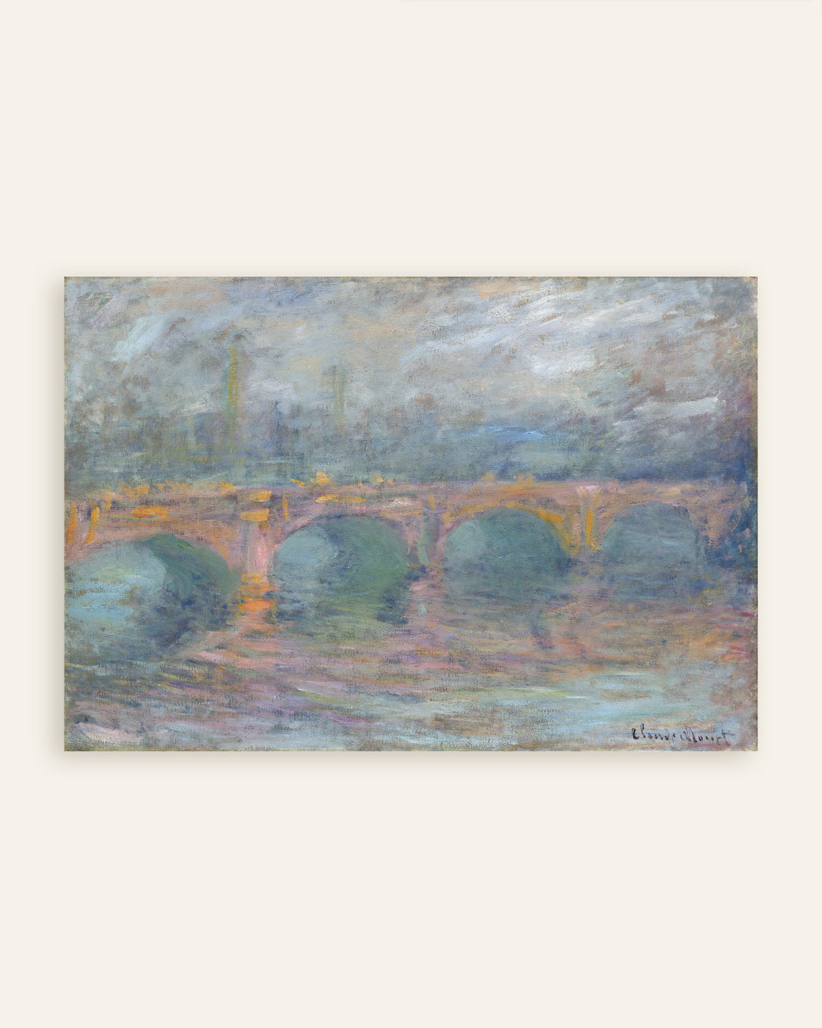 Claude Monet’n Waterloo Bridge, Lontoo, auringonlaskussa (1904) -juliste, pienoiskuva