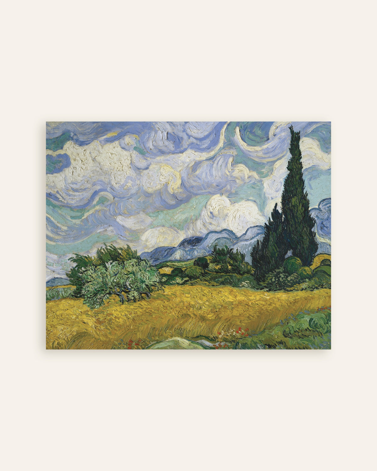 Vincent van Goghin Maissipelto ja sypressejä (1889) -julisteen pikkukuva