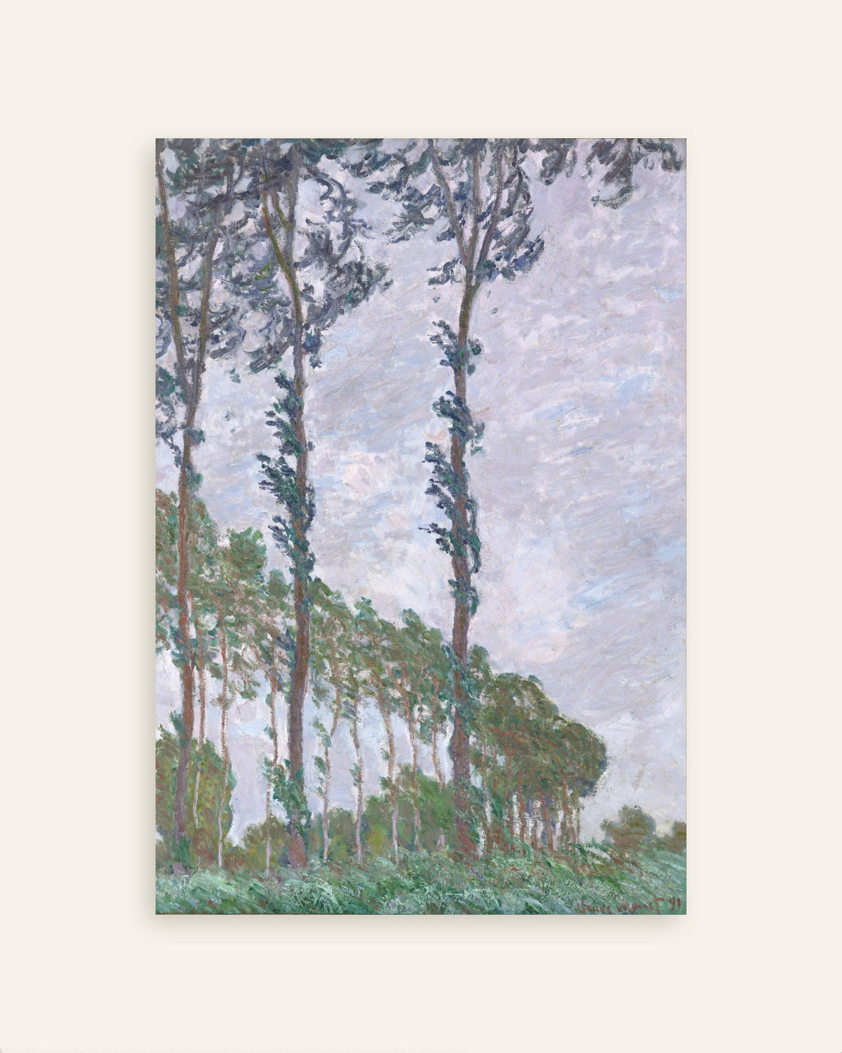 Claude Monet’n Poppelit, tuulivaikutelma (1891) -juliste, pienoiskuva